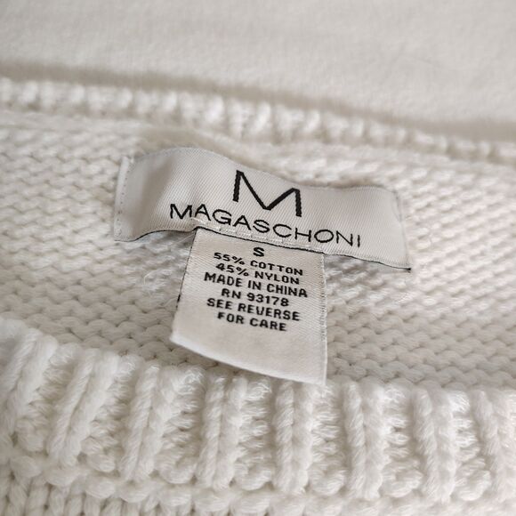 Magaschoni Textured Chunky Knit Sweater White Boxy Pullover Minimal Capsule S - Picture 6 of 7